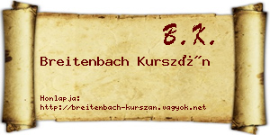 Breitenbach Kurszán névjegykártya